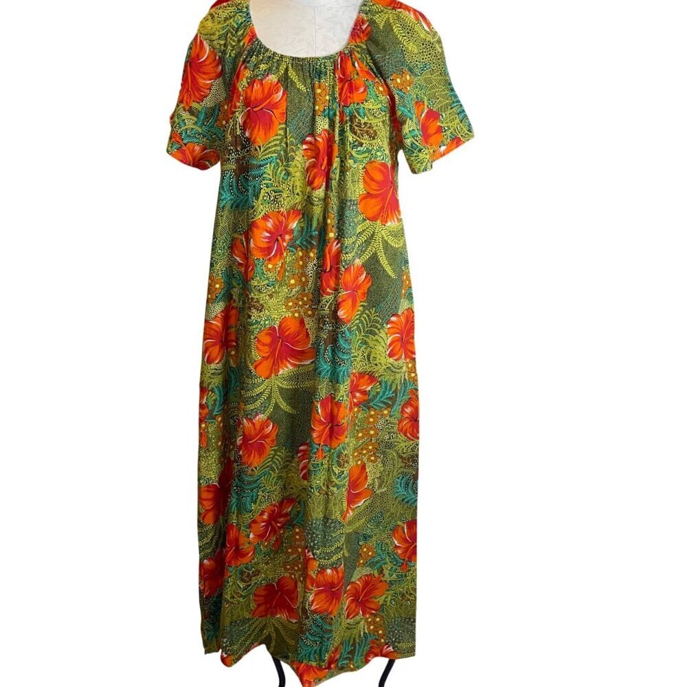 Sears Vintage Womens Dress Size XL Multicolor Tropical Muu Muu Caftan